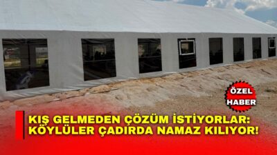Afyonkarahisar-İzmir karayolu üzerinde bulunan Balmahmut köyünde cami önüne kurulan çadır