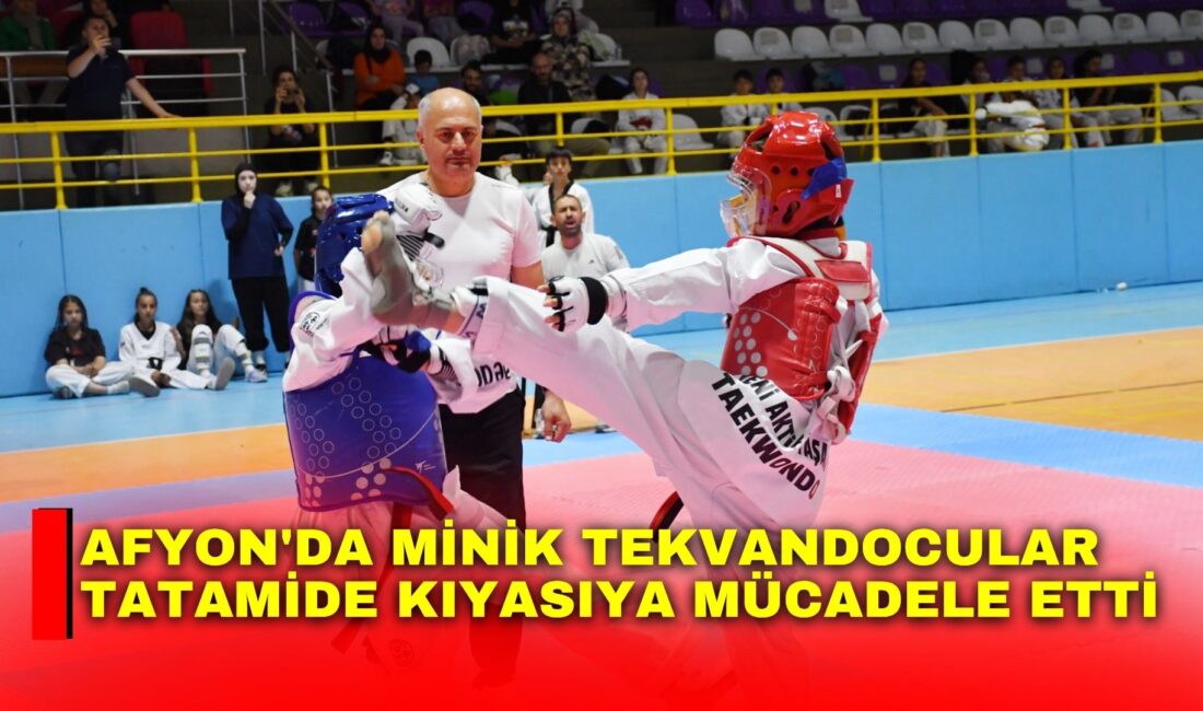 Afyon’da minik tekvandocular tatamide kıyasıya mücadele etti Afyonkarahisar'da düzenlenen Minikler Taekwondo İl Birinciliği Müsabakaları, Çiğiltepe Spor Salonu'nda