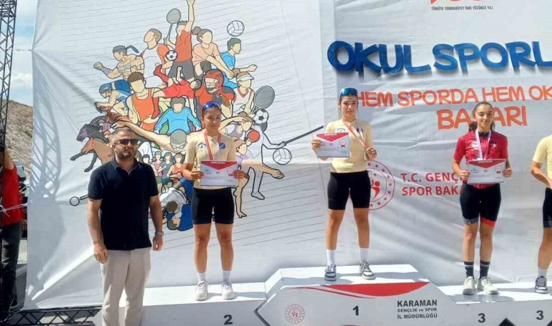 Karaman’da düzenlenen Okullar Arası Bisiklet Türkiye Şampiyonası’nda yarışan Aydınlı sporcu
