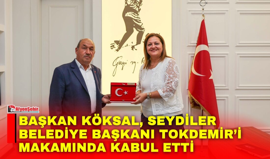 Başkan Köksal, Seydiler Belediye Başkanı Tokdemir’i makamında kabul etti Afyonkarahisar Belediye Başkanı Burcu Köksal, Seydiler Belediye Başkanı Adem Tokdemir’i
