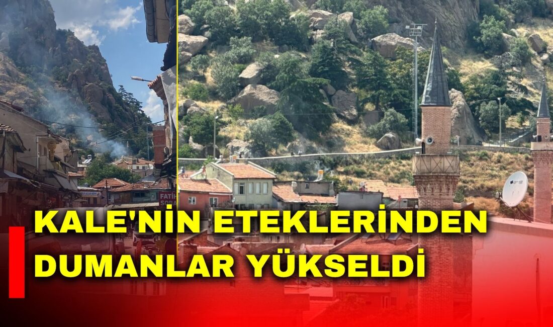 Afyonkarahisar Kalesi'nin eteklerinde bulunan otluk alanda çıkan küçük çaplı yangın