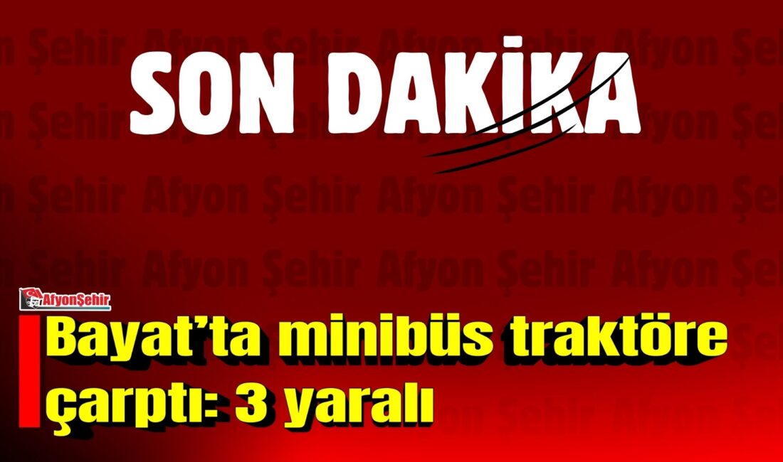Afyonkarahisar’ın Bayat ilçesinde minibüsün traktöre çarpması sonucu meydana gelen trafik