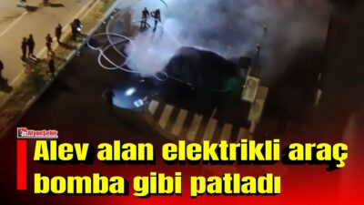 Kayseri’nin Melikgazi ilçesinde şarj olduğu sırada alev alan elektrikli SUV