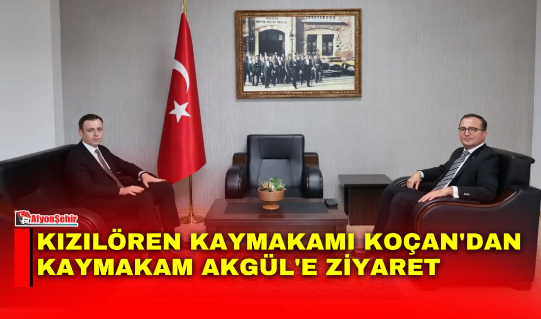 Kızılören Kaymakamı Yusuf Koçan, Dinar Kaymakamı Mehmet Naim Akgül'ü makamında