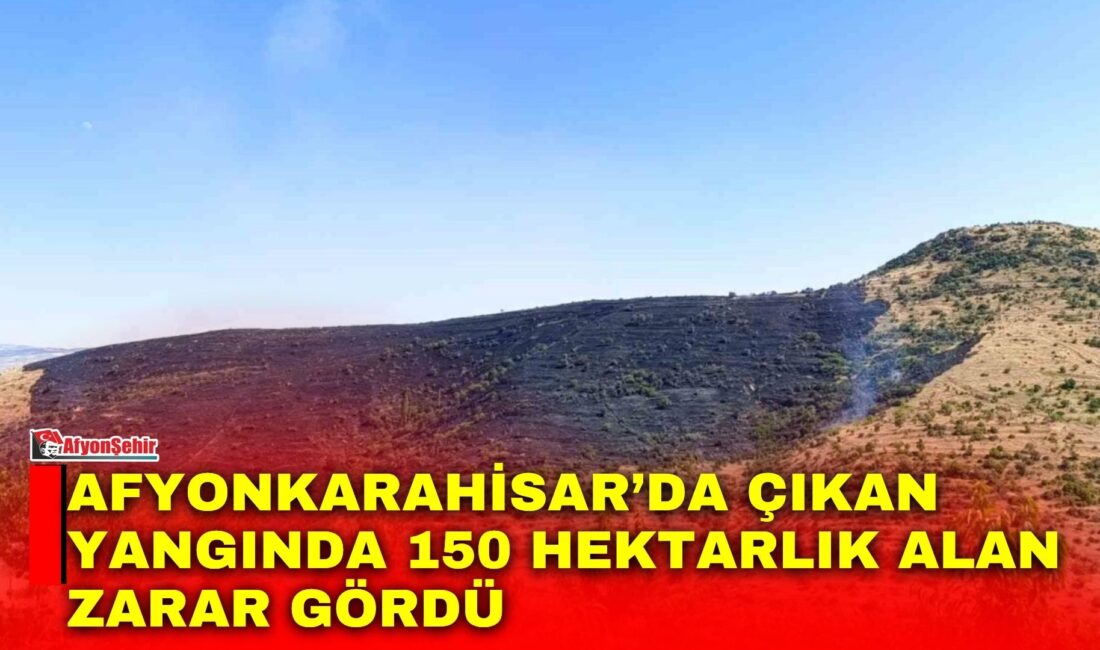 Afyonkarahisar’da engebeli otluk alanda başlayıp rüzgarın etkisiyle geniş bir alana