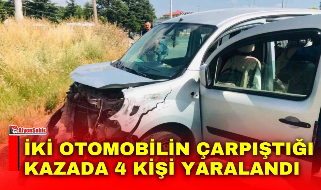 Afyonkarahisar’ın Bolvadin ilçesinde iki otomobilin çarpışması sonucu meydana gelen trafik