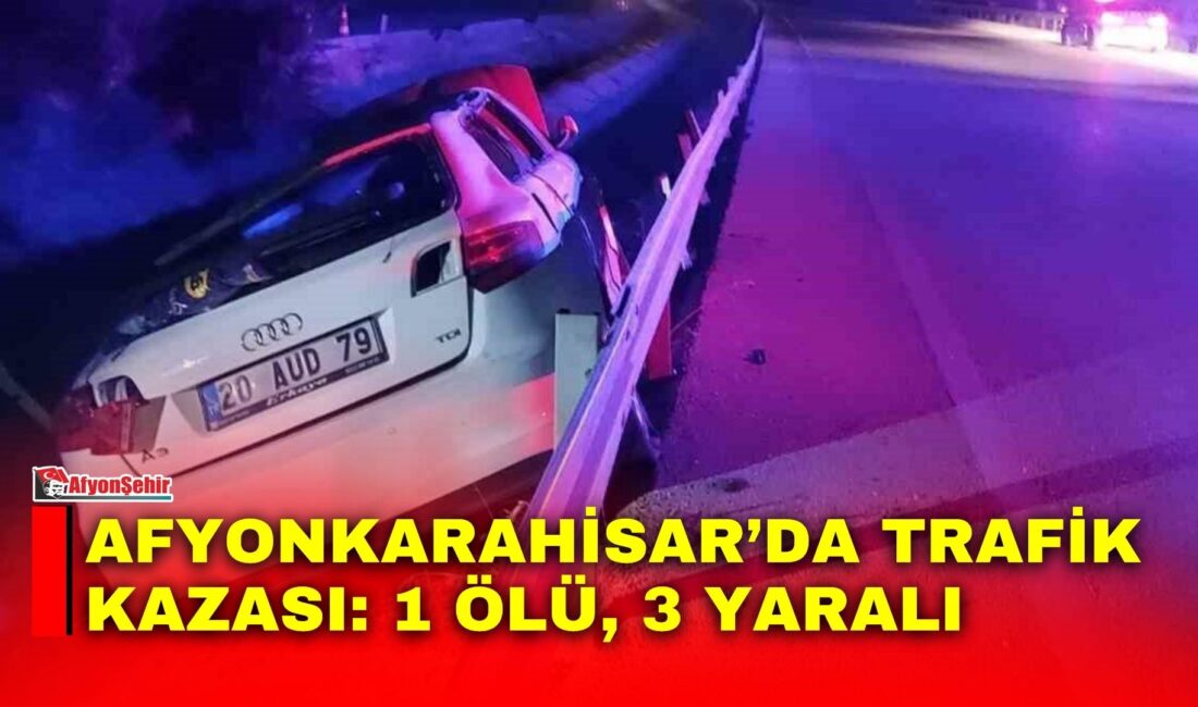 Afyonkarahisar’da kontrolden çıkarak bariyerlere çarpıp ardından refüje giren otomobilde 1