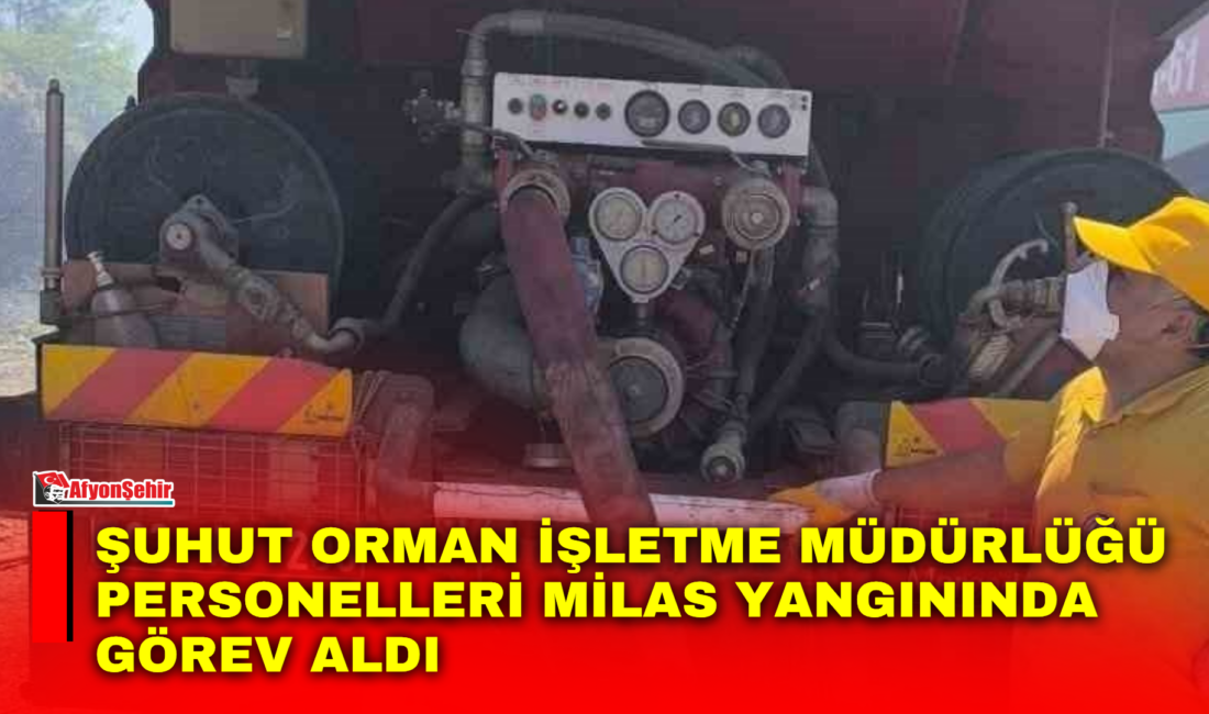 Afyonkarahisar’ın Şuhut Orman İşletme Müdürlüğü personeli, Muğla’nın Milas ilçesinde çıkan