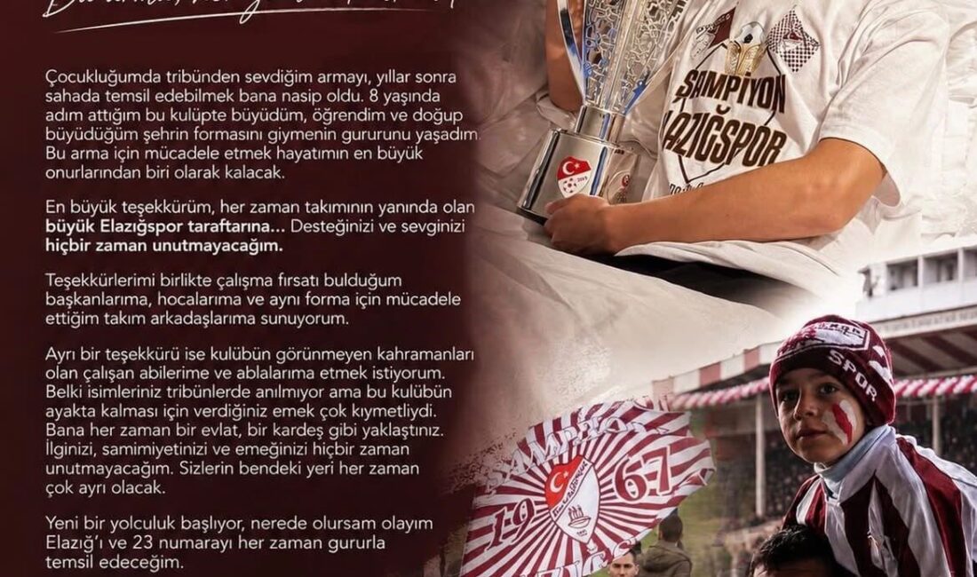 Ahmet Ertuğrul’dan Elazığspor’a veda Nesine 2. Lig Beyaz Grup ekibi Karacabey Belediyespor’la anlaşan Elazığlı