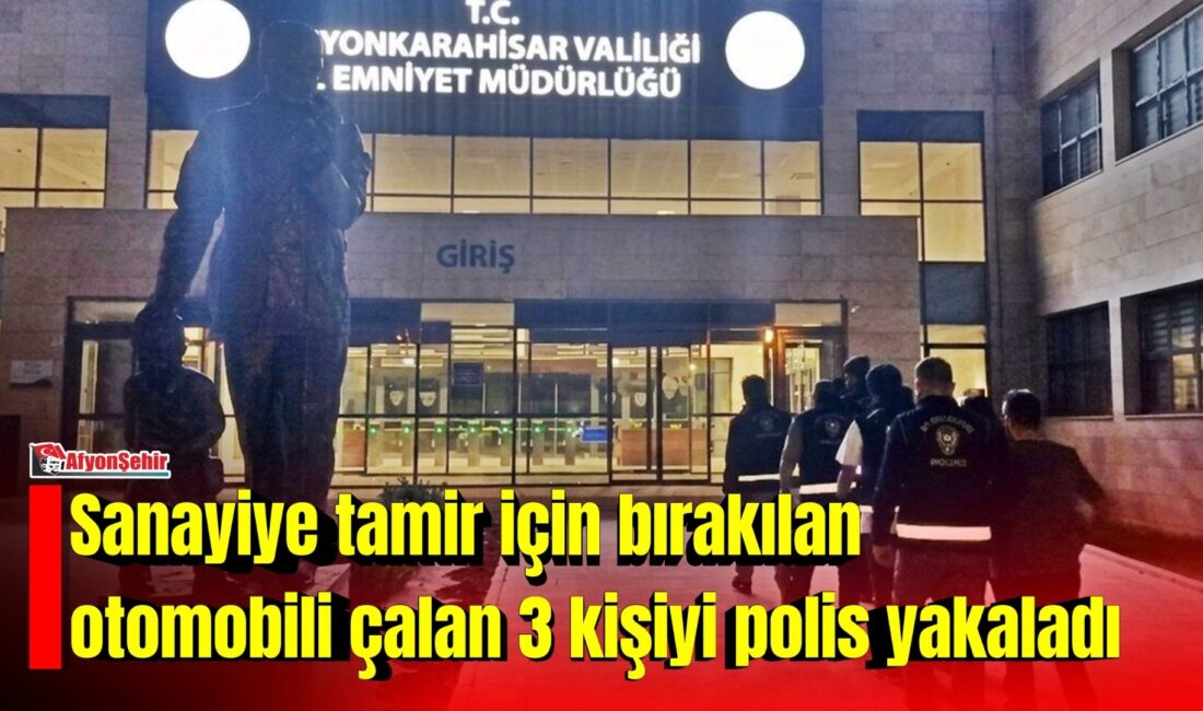 Afyonkarahisar’da sanayideki bir dükkana tamir için bırakılan otomobili çalan şahıslar