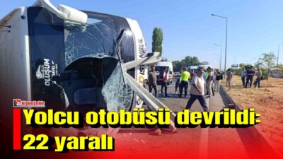 Afyonkarahisar’da kontrolden çıkan yolcu otobüsü devrilmesi sonucu meydana gelen trafik
