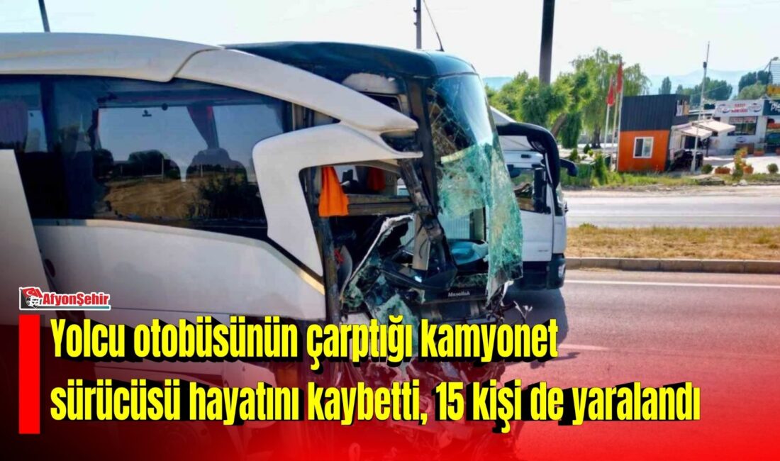 Afyonkarahisar’da yolcu otobüsünün kamyonete arkadan çarpması sonucu meydana gelen trafik