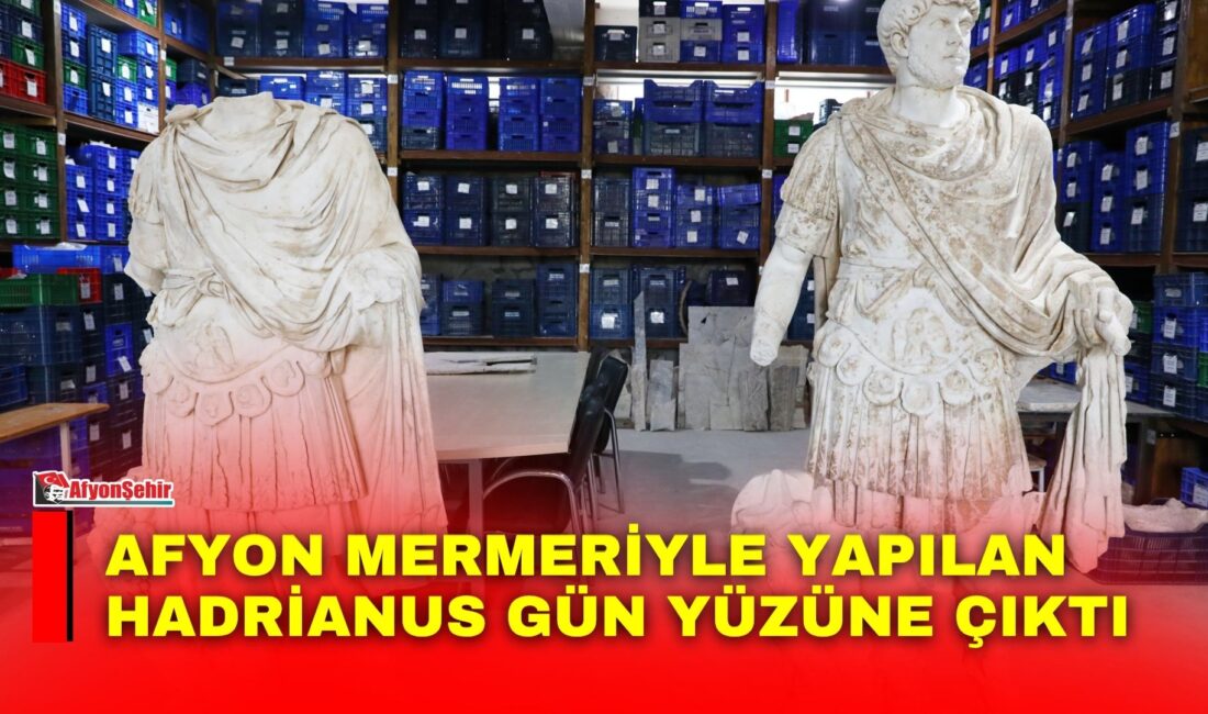 Afyon mermeriyle şekillenen Roma İmparatoru Hadrianus heykeli, Kibyra Antik Kenti’nde