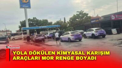 Afyonkarahisar’ın Dinar-Çay karayolunda yola dökülen kimyasal madde, yağmurun da etkisiyle
