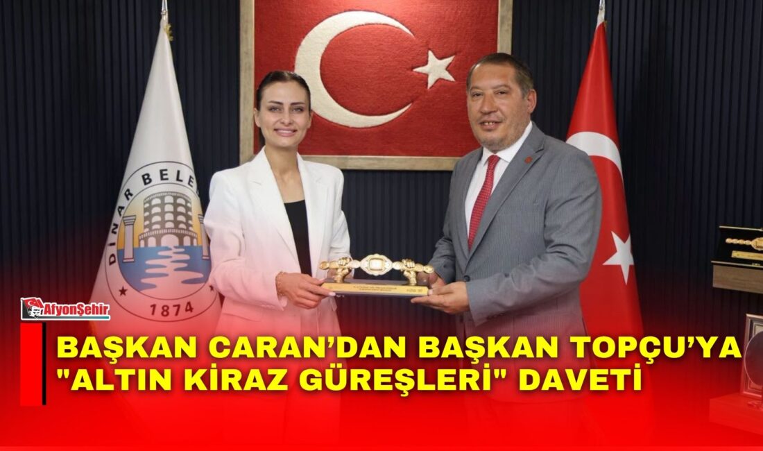 Korkuteli Belediye Başkanı Saniye Caran, Dinar Belediye Başkanı Veysel Topçu’yu