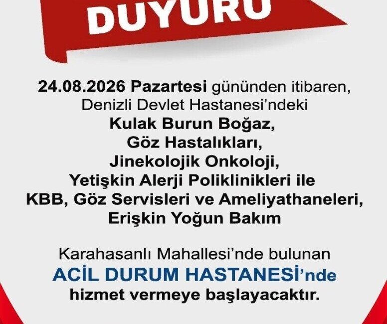 Denizli Devlet Hastanesi bünyesinde hizmet veren KBB, Göz, Jinekolojik Onkoloji