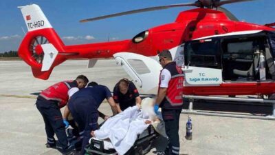 Kastamonu’da inme tanısı konulan 72 yaşındaki hasta, helikopter ambulansla Ankara’ya
