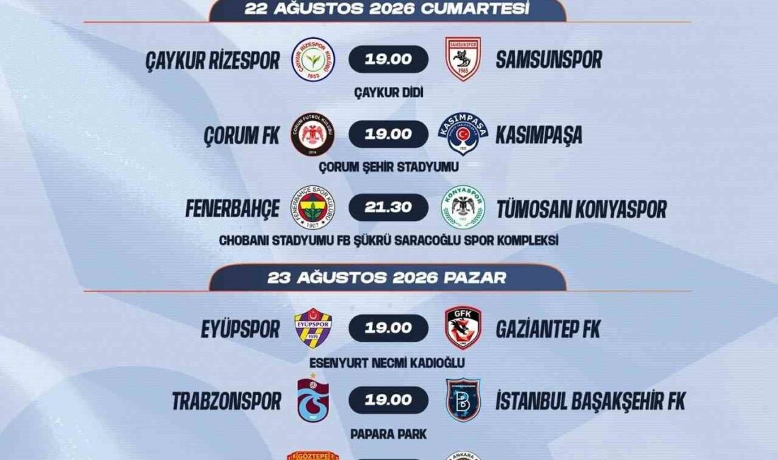 Trendyol Süper Lig 2026-2027 sezonu 2. ve 3. hafta müsabakalarına