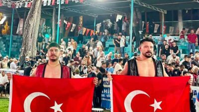 Hatay’ın Yayladağı ilçesinde düzenlenen Türk Devletleri Dünya Aba Güreşi Şampiyonası’nda
