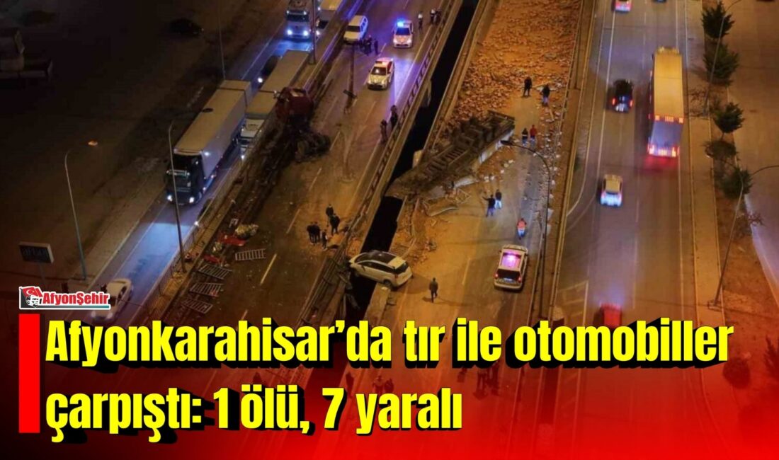 Afyonkarahisar’da tuğla yüklü tır ve otomobillerin karıştığı kazada ortalık savaş