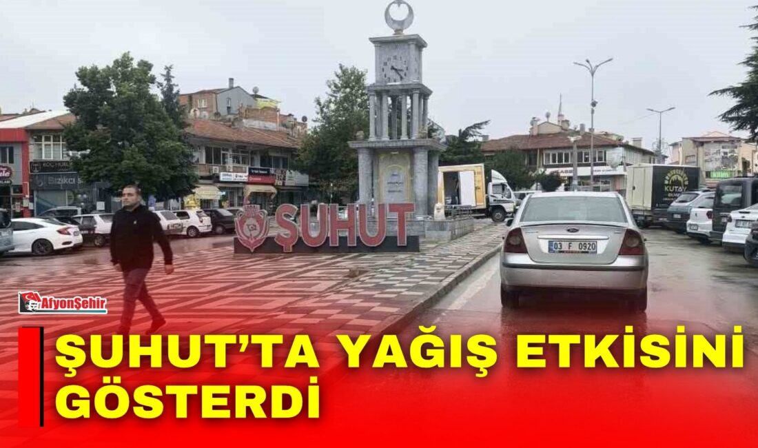 Afyonkarahisar’ın Şuhut ilçesinde yağışlı hava etkili olurken, yağışla birlikte hava