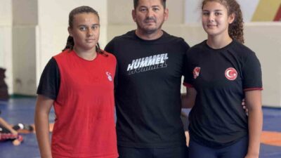 Bolu’da genç güreşçiler Nidanur Bostancı ve Deniz Çotak, Hırvatistan’da düzenlenecek