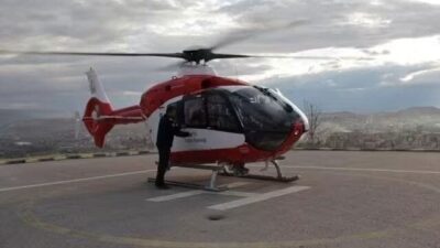 Ankara’nın Beypazarı ilçesinde kalp krizi geçiren vatandaş, helikopter ambulansla Ankara