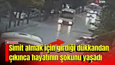 Afyonkarahisar’da simit almak için işletmeye giren bir kişinin çalışır vaziyette