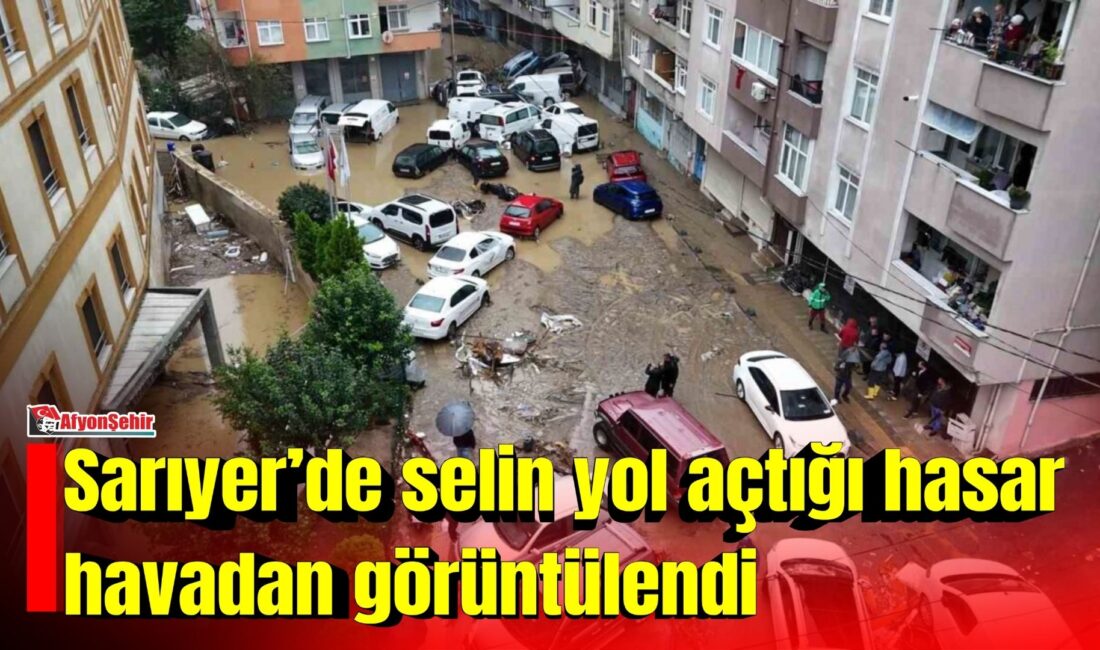 İstanbul Sarıyer’de şiddetli yağışın yol açtığı hasar havadan görüntülendi. Görüntülerde,