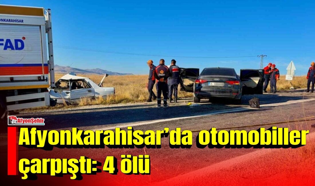 Afyonkarahisar’ın Emirdağ ilçesinde iki otomobilin kafa kafaya çarpıştığı kazada 4