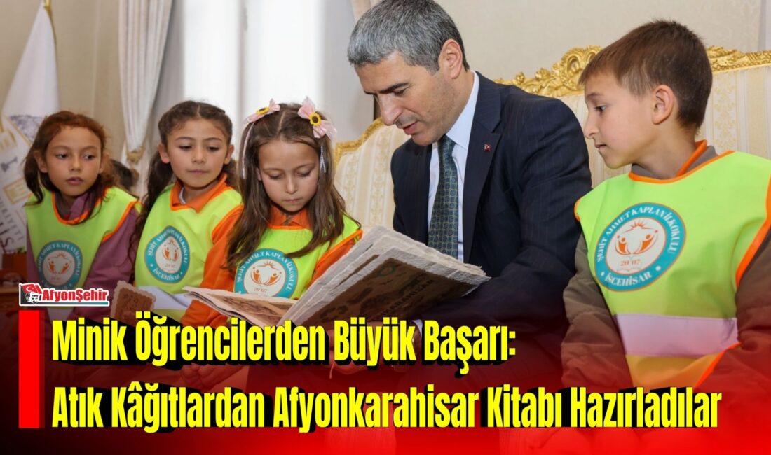 İscehisar Ahmet Kaplan İlkokulu öğrencileri, atık kâğıtları geri dönüştürerek kendi