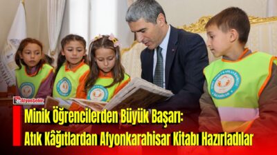 İscehisar Ahmet Kaplan İlkokulu öğrencileri, atık kâğıtları geri dönüştürerek kendi