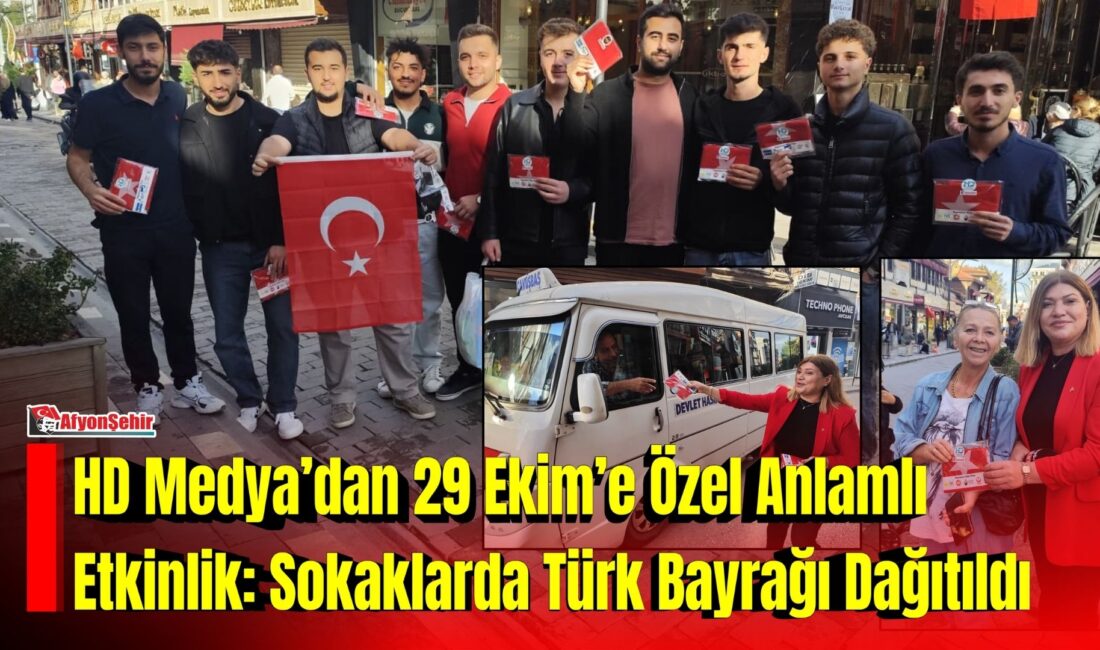 HD Medya’dan 29 Ekim’e Özel Anlamlı Etkinlik: Sokaklarda Türk Bayrağı Dağıtıldı Cumhuriyetimizin 103. yıl dönümü dolayısıyla HD Medya, vatandaşlara Türk bayrağı