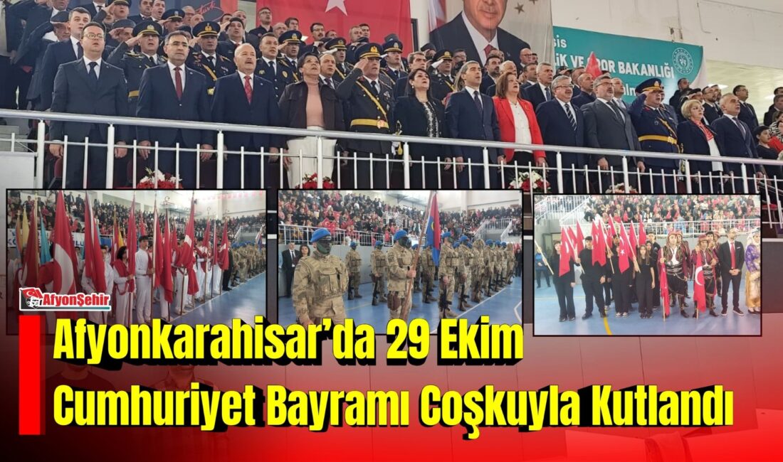 Afyonkarahisar’da 29 Ekim Cumhuriyet Bayramı Coşkuyla Kutlandı Afyonkarahisar’da Cumhuriyet’in 103. yılı dolayısıyla düzenlenen kutlama programı, vatandaşların yoğun
