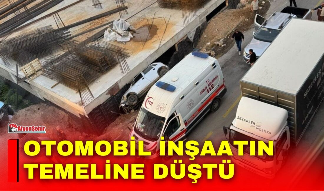 Otomobil inşaatın temeline düştü Afyonkarahisar’da kontrolden çıkan otomobil, bir inşaatın temeline düştü.