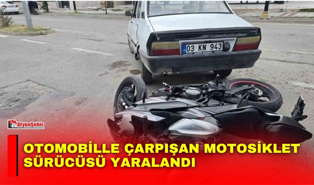 Otomobille çarpışan motosiklet sürücüsü yaralandı Afyonkarahisar’da meydana gelen trafik kazasında otomobil ile çarpışan motosiklet sürücüsü