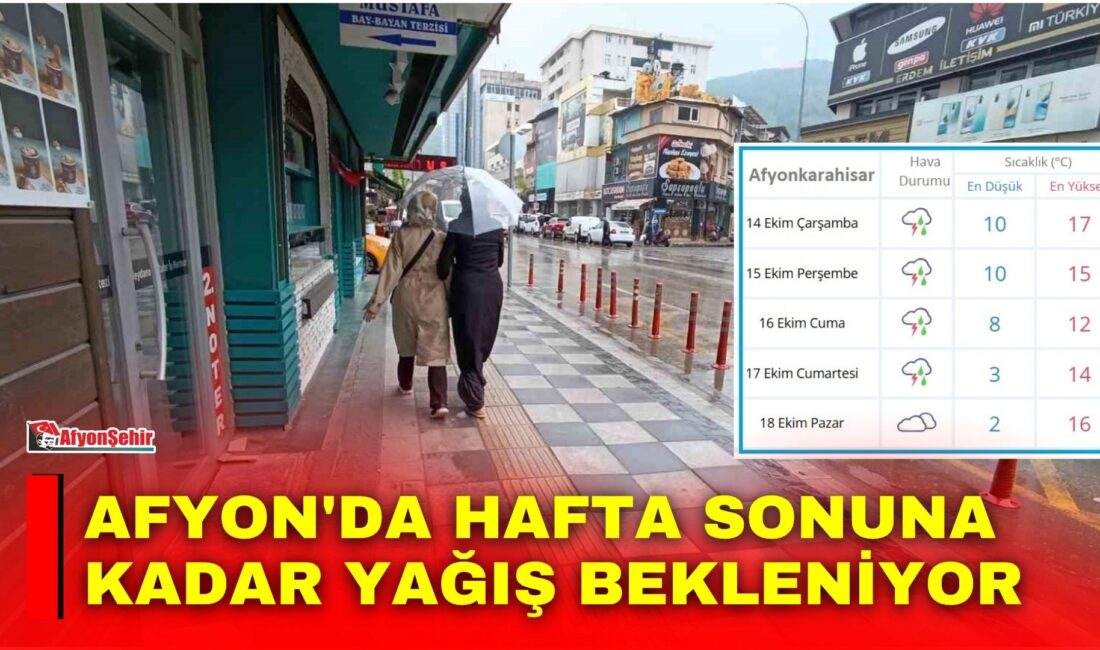 Afyon'un batı kesimlerinde görülmeye başlayan sağanak yağışların yarın il genelinde