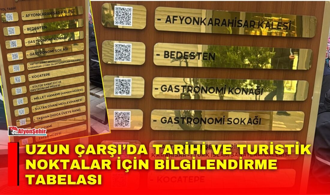 Afyonkarahisar’da Uzun Çarşı’da ziyaretçilerin tarihi ve turistik noktaları daha kolay