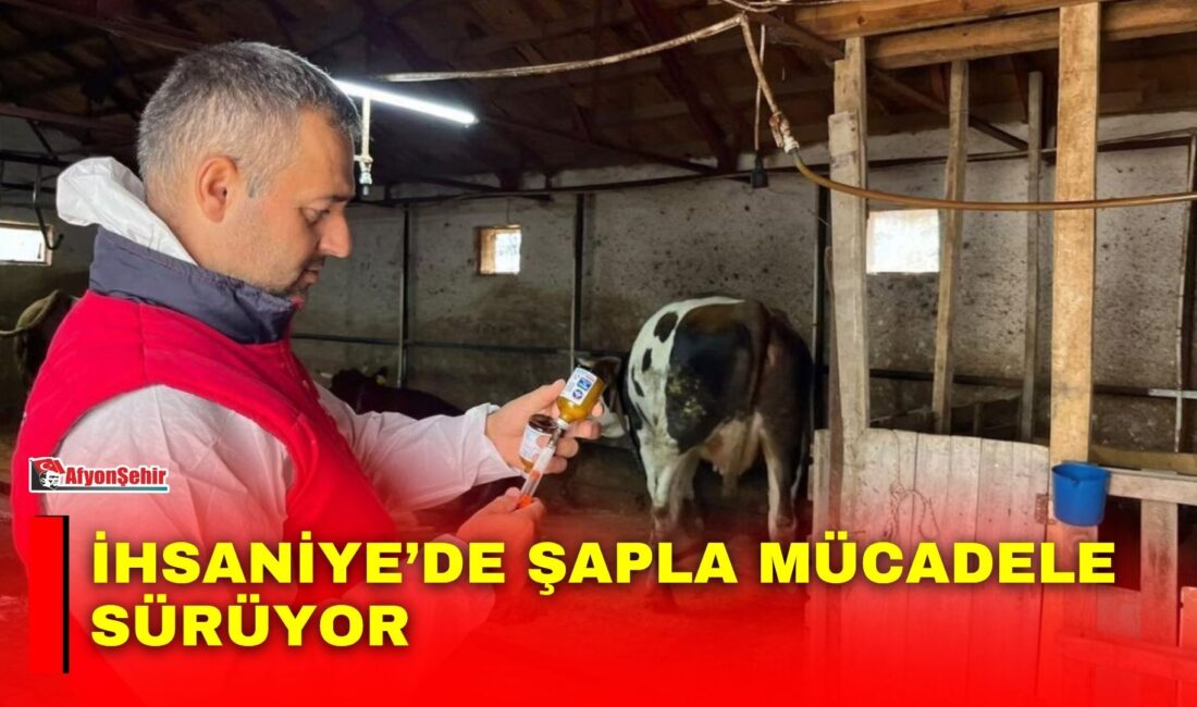 Afyonkarahisar’ın İhsaniye ilçesinde bulaşıcı hayvan hastalıklarıyla mücadele kapsamında büyükbaş hayvanlara