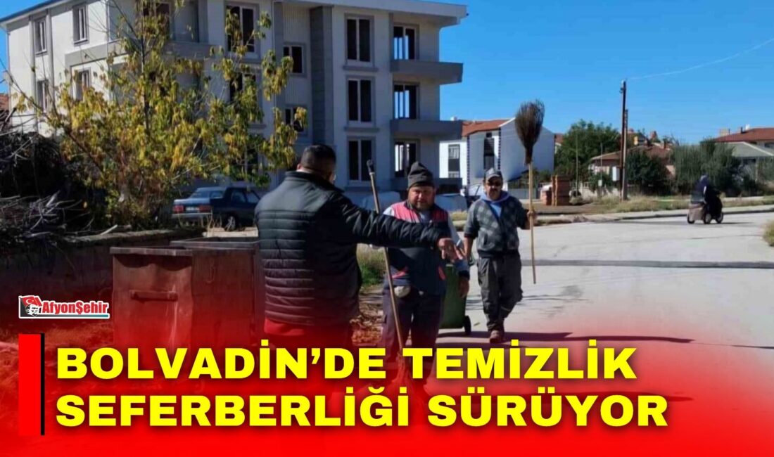 Afyonkarahisar’ın Bolvadin ilçesinde belediye ekipleri, ilçe genelinde hijyen ve çevre