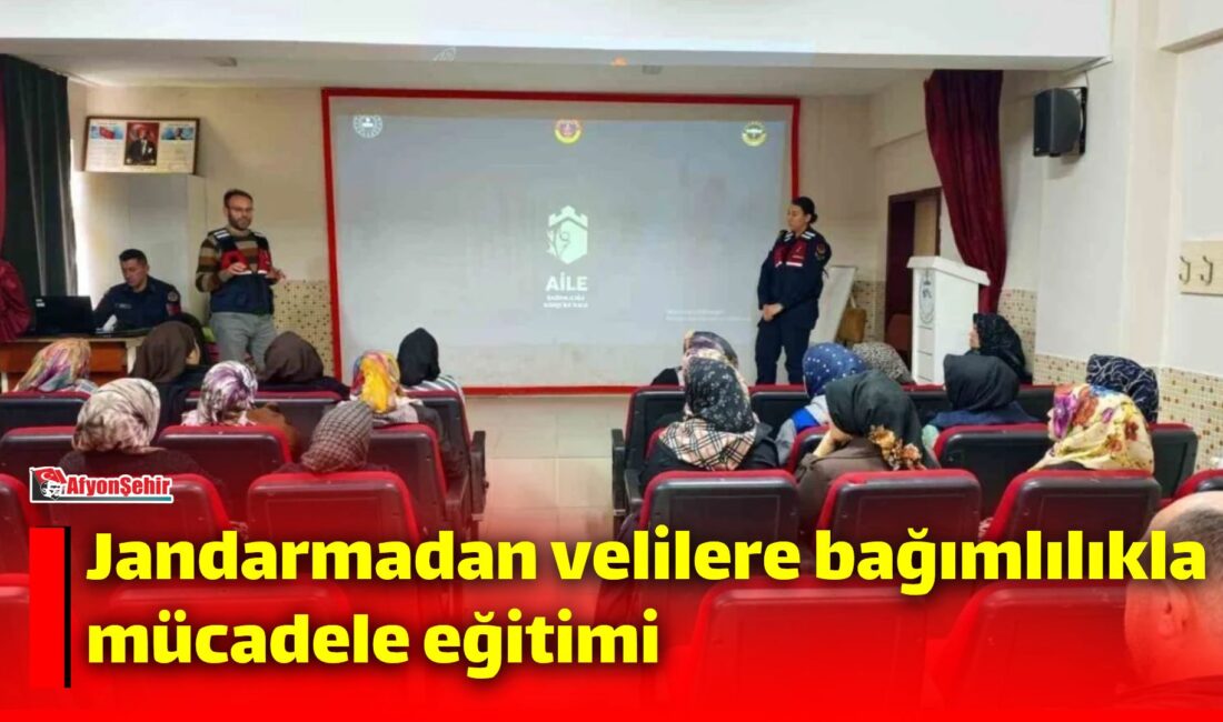 Jandarmadan velilere bağımlılıkla mücadele eğitimi Afyonkarahisar İl Jandarma Komutanlığı tarafından İhsaniye ilçesinde bağımlılıkla mücadele kapsamında