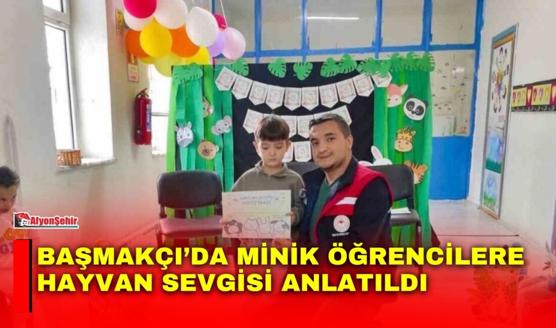 Afyonkarahisar’ın Başmakçı ilçesinde 4 Ekim Hayvanları Koruma Günü kapsamında anaokulu