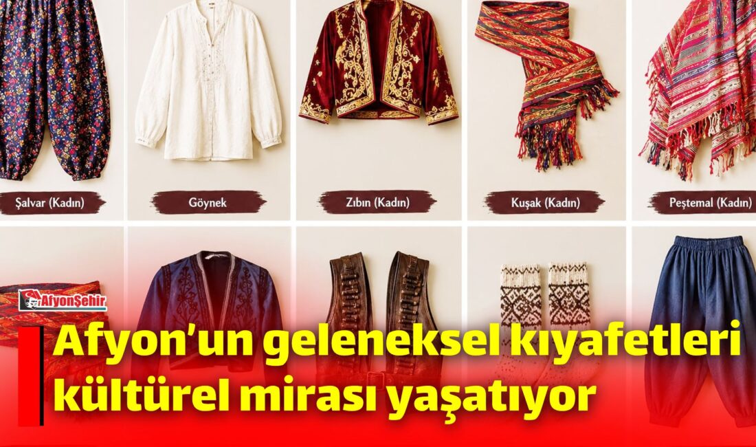 Afyon’un geleneksel kıyafetleri kültürel mirası yaşatıyor Afyonkarahisar’ın köklü kültürünü yansıtan yöresel kıyafetler; şalvar, üç etek, cepken,
