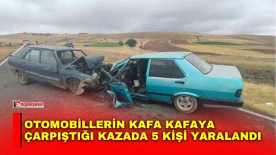 Afyonkarahisar’da iki otomobilin kafa kafaya çarpışması sonucu meydana gelen trafik
