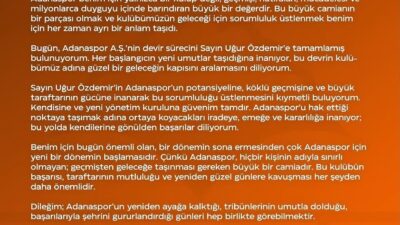 Adanaspor Başkanı Ergin Göleli, kulübün devir sürecinin tamamlandığını ve kulübün