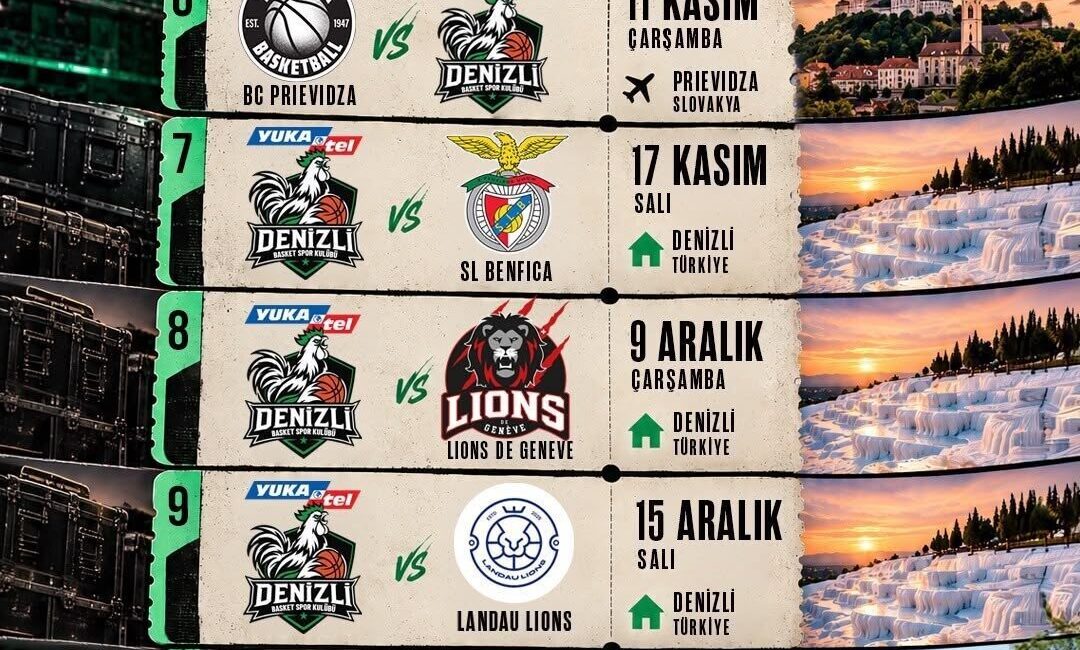 Y. Denizli Basket’in FIBA Europe Cup G Grubu’nda oynayacağı maçların