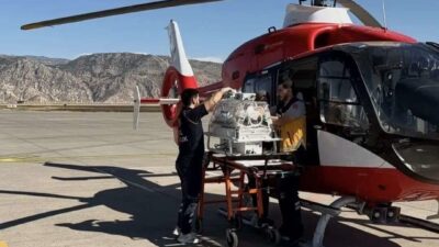 Şırnak’ın Silopi ilçesinde tedavi gören bebek hasta helikopter ambulansla Elazığ